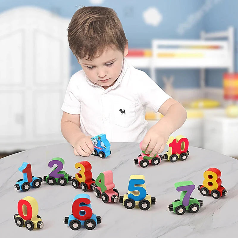 Wooden Colorful Magnetic Digital Number Train Toy For Kids
