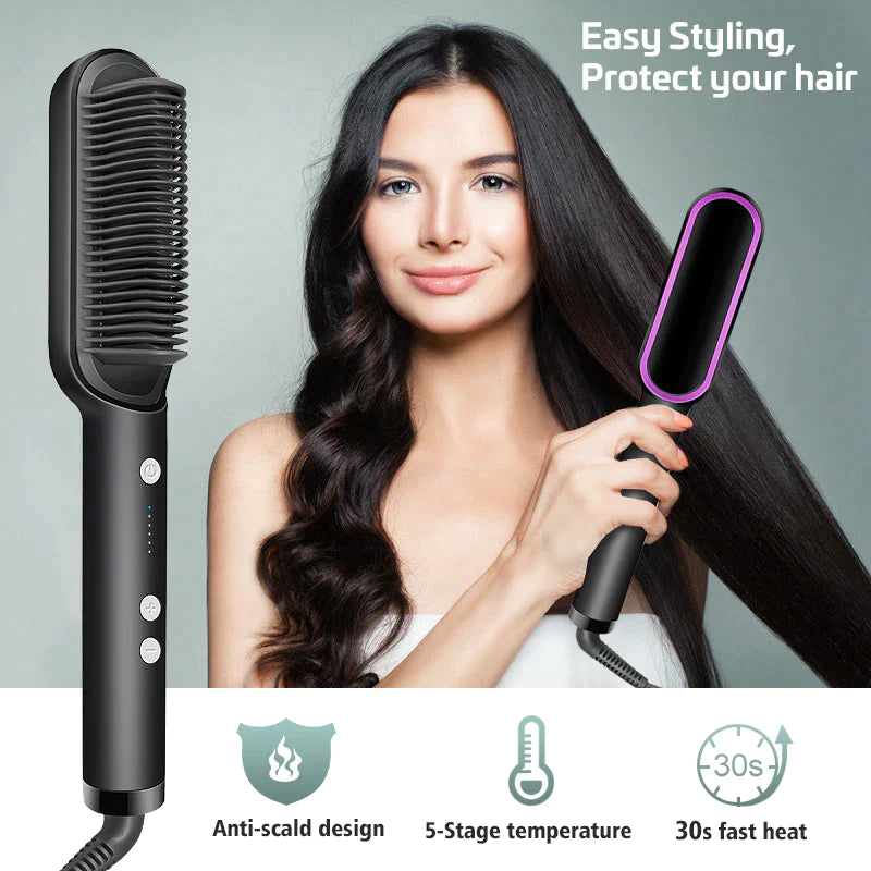 Fast Hair Straightener Brush-Professional Anti Scaled Hair Styling Straightener Brush (HQT-909B)