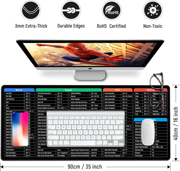 Anti-slip Keyboard Mouse Pad with Shortcut Key Patterns