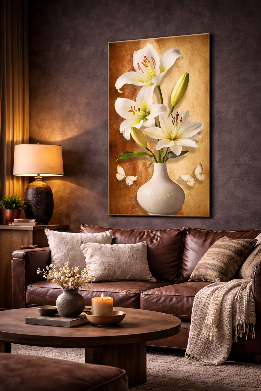 Elegant White Lily Floral Wall Poster – Vertical Premium Home Decor