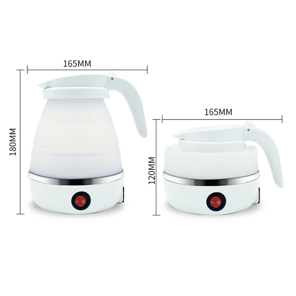 600ML Mini Electric Kettle EU Stainless Steel Silicone Foldable Water Kettles